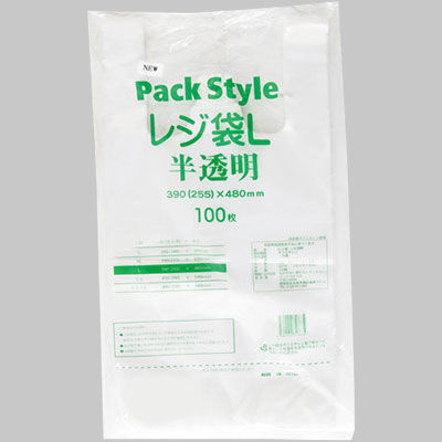 パックスタイル PS レジ袋 L 半透明 00440647 1セット(1000枚:100枚×10袋)（直送品）