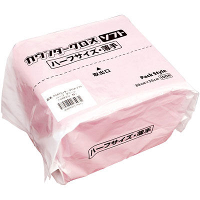 パックスタイル PSカウンタークロスソフト ハーフサイズ 薄手 ピンク 00535807 1セット(1袋(100枚)×24)（直送品）