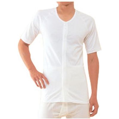 神戸生絲 ワンタッチ肌着 紳士用 前開き5分袖 LL No.2　【介護用衣類】介援隊カタログ U0084（直送品）