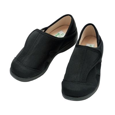 神戸生絲 かかとが踏めるルームシューズ(シューズタイプ) ブラック・LL 7-1525-04 1足（直送品）