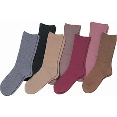 神戸生絲 楽らくソックス 秋冬用（毛混） 婦人用 エンジ 3900　【介護用衣類】介援隊カタログ U0205（直送品）