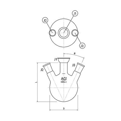 旭製作所 三ツ口蒸留フラスコ 500mL 50/30・15/25 3190-500-J1L 1個 61-3621-13（直送品）