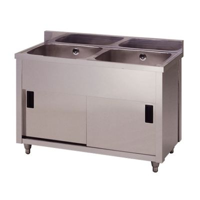 東製作所 二槽キャビネットシンク 1200×600×800 AP2-1200H 1個 61-4435-94（直送品）