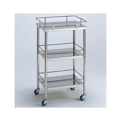 柏ステンレス工業 ステンレスワゴン 機械卓子M (4方枠付) 3段 ステンレスワゴンMA-3Q-M 1個 62-2714-07（直送品）