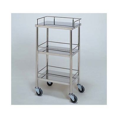 柏ステンレス工業 ステンレスワゴン 機械卓子 (静音使用 枠付) 3段 450×300×800mm ステンレスワゴンMA-541 1個（直送品）