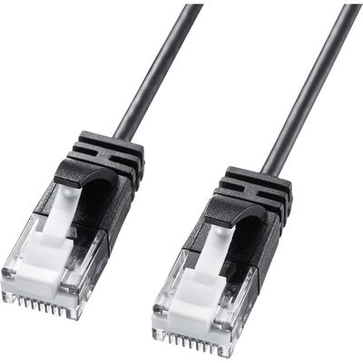 サンワサプライ カテゴリ6A極細LANケーブル(ブラック・2m) KB-SL6A-02BK 1個（直送品）