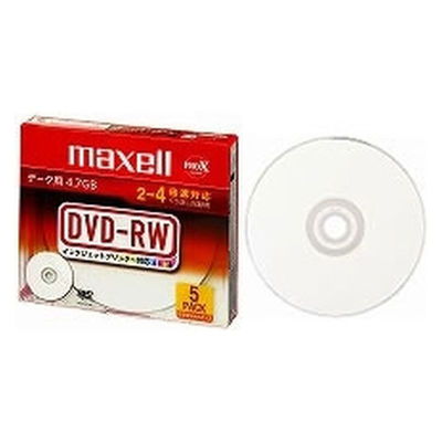 ｍａｘｅｌｌ　DRW47PWC.S1P5S A　４倍速対応データ用ＤＶＤーＲＷ５枚プリントホワイト　１枚ずつ５ｍｍプラケース入　１式　（直送品）
