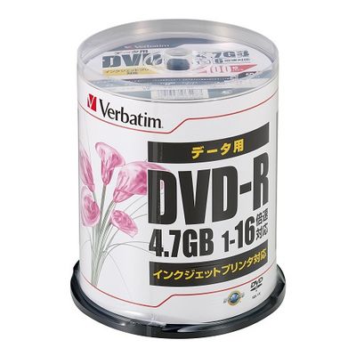 DHR47JPP100　ＤＶＤーＲ　４．７ＧＢ　ＰＣデータ用　１６倍速対応　１００枚スピンドルケース入り　ワイド印刷可能　バーベイタム　１個（直送品）