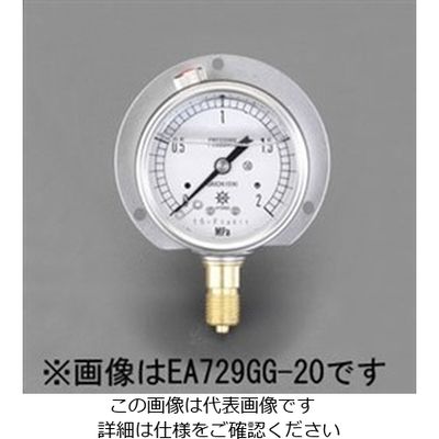 エスコ（esco） 75mm/0-1.0MPa つば付圧力計（グリセリン入） 1個