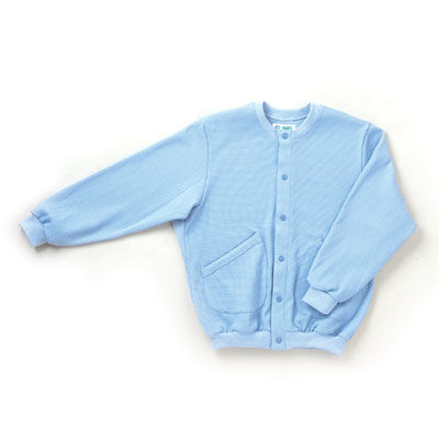 日本エンゼル スクエアニット室内着（衿なし前開き） サックス M