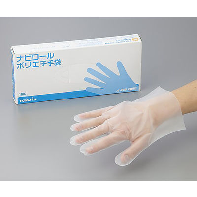 アズワン ナビロールポリエチ手袋(外エンボス加工)M 100枚入 0-9866-02 1箱(100枚)（直送品）