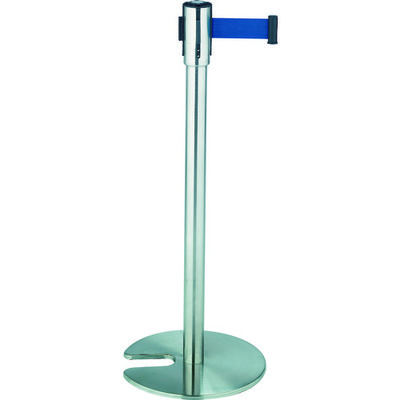 テラモト ベルトパーテーションスタンドD(ステン)ベルト青 SU-660-500-3 1台 409-4611（直送品）