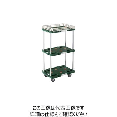 トラスコ中山 TRUSCO 樹脂製台車 ルートバン 3段式 こぼれ止め1段付 370X500 緑 MPB-503K-GN 1台（直送品）