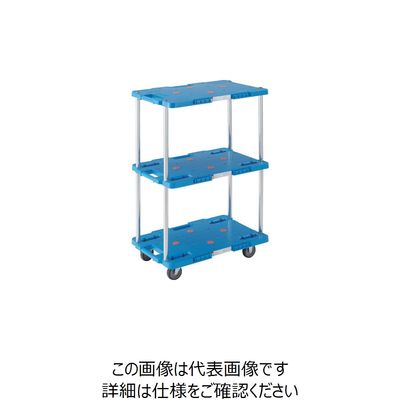 トラスコ中山 TRUSCO 樹脂製台車 ルートバン 3段式 400X600 青 MPB-603-B 1台 414-4392（直送品）