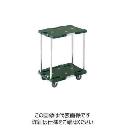 トラスコ中山 TRUSCO 樹脂製台車 ルートバン 2段式 370X500 緑 MPB-502-GN 1台 414-4201（直送品）