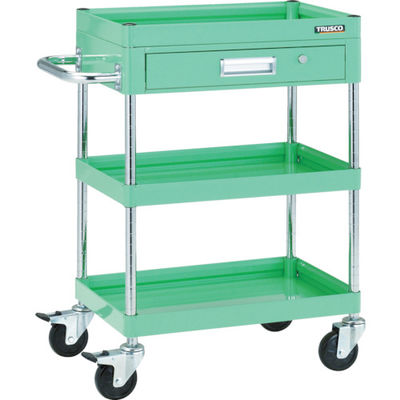 TRUSCO ツールワゴン ファルコンワゴン750X500 1段浅引出付 ゴム車輪 ヤンググリーン FAW-973Z-YG 1台（直送品）