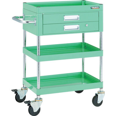 トラスコ中山 TRUSCO ツールワゴン ファルコンワゴン750X500 2段引出付 ゴム車輪 ヤンググリーン FAW-973X-YG 1台（直送品）