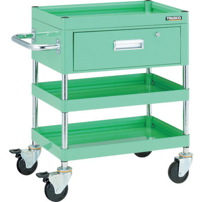 トラスコ中山 TRUSCO ツールワゴン ファルコンワゴン750X500 1段引出付 ゴム車輪 ヤンググリーン FAW-773V-YG 1台（直送品）