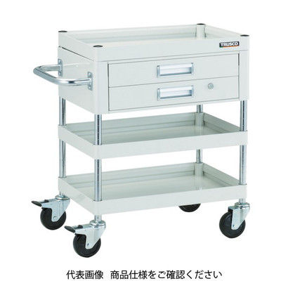 トラスコ中山 TRUSCO ツールワゴン ファルコンワゴン750X500 2段引出付 ゴム車輪 ヤンググリーン FAW-773X-YG 1台（直送品）