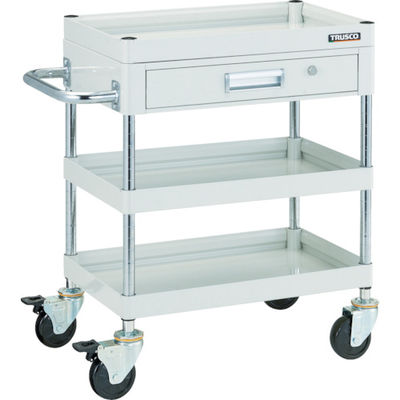 トラスコ中山 TRUSCO ツールワゴン ファルコンワゴン750X500 1段浅引出付 ゴム車輪 ホワイト FAW-773Z-W 1台（直送品）