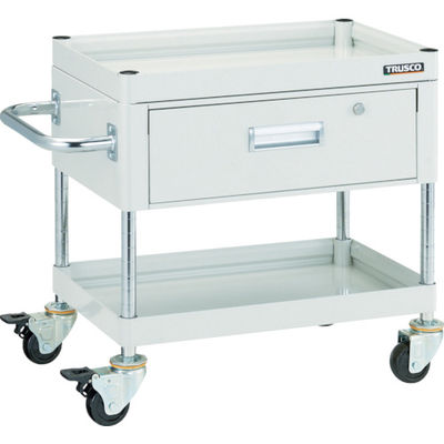 トラスコ中山 TRUSCO ツールワゴン ファルコンワゴン750X500 1段引出付 ゴム車輪 ホワイト FAW-672V-W 1台（直送品）