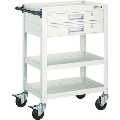 トラスコ中山 TRUSCO ツールワゴン バーディワゴン 600X400 引出2段付 ホワイト BDW-963V2-W 1台（直送品）