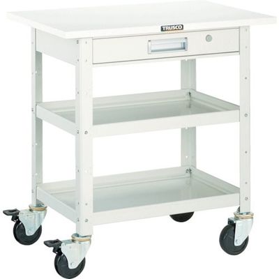トラスコ中山 TRUSCO ツールワゴン バーディワゴン 750X500 引出 天板付 ホワイト BDW-772TV-W 1台（直送品）
