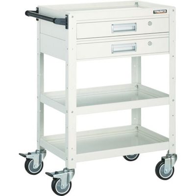 トラスコ中山 TRUSCO バーディワゴン 750×500 引出2段付 ウレタン車輪 ホワイト BDW-973V2U-W 1台（直送品）