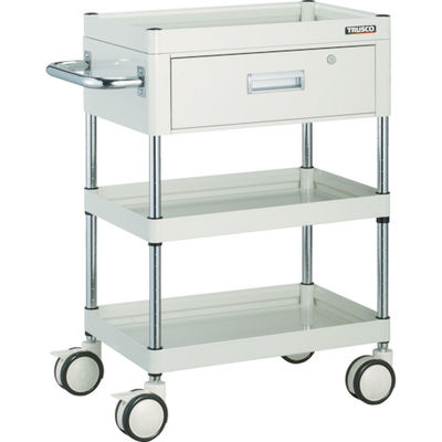 トラスコ中山 TRUSCO ファルコンワゴン 1段引出付 750×500 ウレタン双輪 ホワイト FAW-973VD-W 1台（直送品）