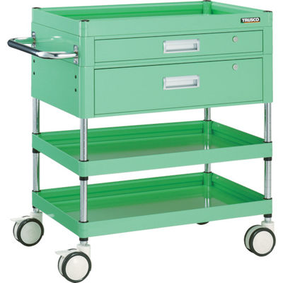 TRUSCO ツールワゴン ファルコンワゴン 引出付 750X500 ウレタン双輪 ヤンググリーン FAW-973VZD-YG 1台（直送品）