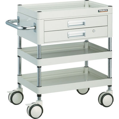 トラスコ中山 TRUSCO ファルコンワゴン 2段引出付 750×500 ウレタン双輪 ホワイト FAW-773XD-W 1台（直送品）