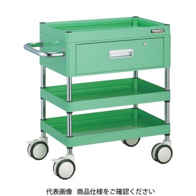 トラスコ中山 TRUSCO ファルコンワゴン 1段引出付 750×500 ウレタン双輪 ホワイト FAW-773VD-W 1台（直送品）