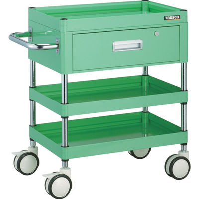 トラスコ中山 TRUSCO ファルコンワゴン 1段引出付 750×500 ウレタン双輪 ヤンググリーン FAW-773VD-YG 1台（直送品）