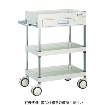 トラスコ中山 TRUSCO ファルコンワゴン 薄型1段引出付 750×500 ウレタン双輪 ヤンググリーン FAW-973ZD-YG 1台（直送品）