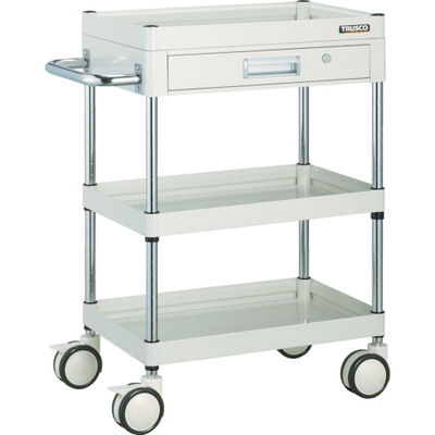 トラスコ中山 TRUSCO ファルコンワゴン 薄型1段引出付 750×500 ウレタン双輪 ホワイト FAW-973ZD-W 1台（直送品）