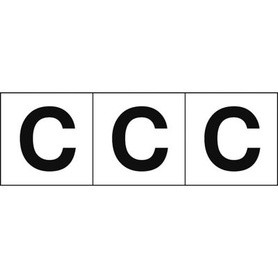 トラスコ中山 TRUSCO アルファベットステッカー 50×50 「C」 白地/黒文字 3枚入 TSN-50-C 1組(3枚)（直送品）