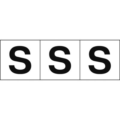 トラスコ中山 TRUSCO アルファベットステッカー 50×50 「S」 白地/黒文字 3枚入 TSN-50-S 1組(3枚)（直送品）
