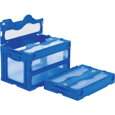 三甲 サンコー フタ一体型折りたたみコンテナー 559000 マドコンC―50Bブルー SKO-C-50B-BL 1個 432-2797（直送品）