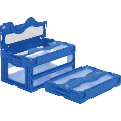 三甲 サンコー フタ一体型折りたたみコンテナー 559020 マドコンC―40Bブルー SKO-C-40B-BL 1個 439-1021（直送品）