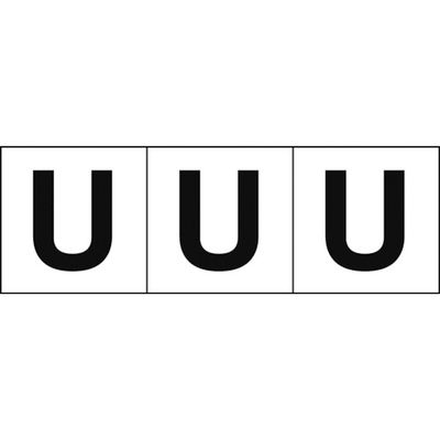 トラスコ中山 TRUSCO アルファベットステッカー 30×30 「U」 白地/黒文字 3枚入 TSN-30-U 1組(3枚)（直送品）