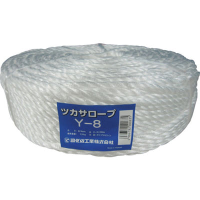 司化成工業 ツカサ PP融着三本撚ロープ(ツカサロープ)Yー8 Y-8 1巻 398-2173（直送品）