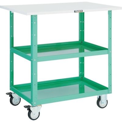 TRUSCO ツールワゴン イーグルワゴン 750X500 天板付 ウレタン車輪 ヤンググリーン EGW-972TU-YG 1台（直送品）