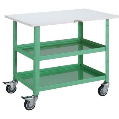 TRUSCO ツールワゴン バーディワゴン 750X500 天板付 ウレタン車輪 ヤンググリーン BDW-772TU-YG 1台（直送品）