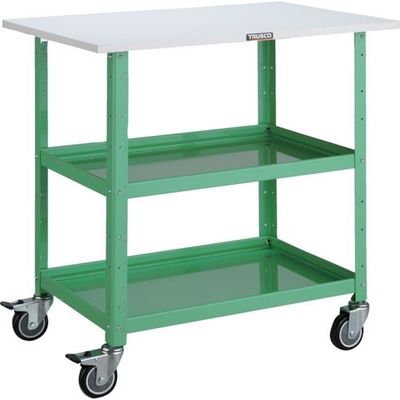 TRUSCO ツールワゴン バーディワゴン 750X500 天板付 ウレタン車輪 ヤンググリーン BDW-972TU-YG 1台（直送品）