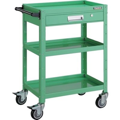 トラスコ中山 TRUSCO バーディワゴン 600×400 引出付 ウレタン車輪 ヤンググリーン BDW-963VU-YG 1台（直送品）
