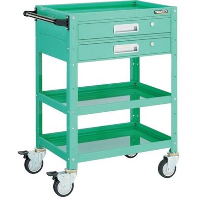 トラスコ中山 TRUSCO バーディワゴン 600×400 引出2段付 ウレタン車輪 ヤンググリーン BDW-963V2U-YG 1台（直送品）