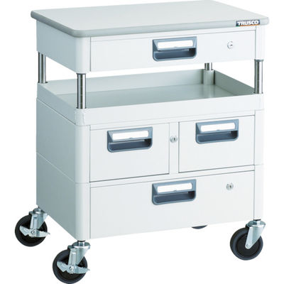 TRUSCO ツールワゴン フェニックスワゴン 抗菌 省音 600X400XH740 引出 天板付 ホワイト PEW-761VZWT-W（直送品）