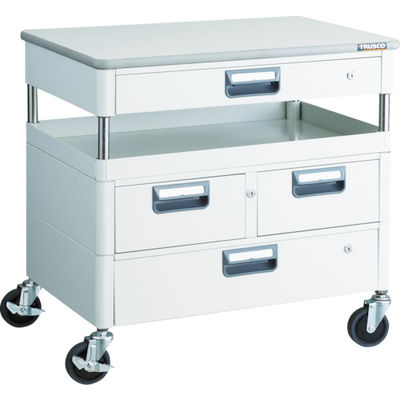 TRUSCO ツールワゴン フェニックスワゴン 抗菌 省音 750X500XH740 引出 天板付 ホワイト PEW-771VZWT-W（直送品）