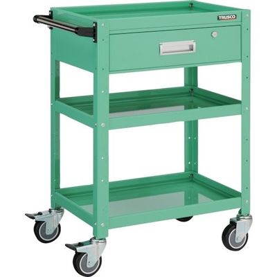 トラスコ中山 TRUSCO バーディワゴン 600×400 深型1段引出付 ウレタン車輪 ヤンググリーン BDW-963YU-YG 1台（直送品）
