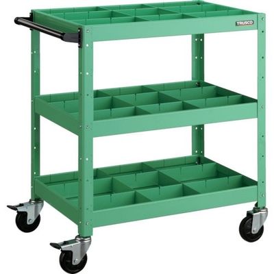 TRUSCO ツールワゴン バーディワゴン 750X500XH880 深3段 仕切板付 ヤンググリーン BDW-973F3S3-YG 1台（直送品）